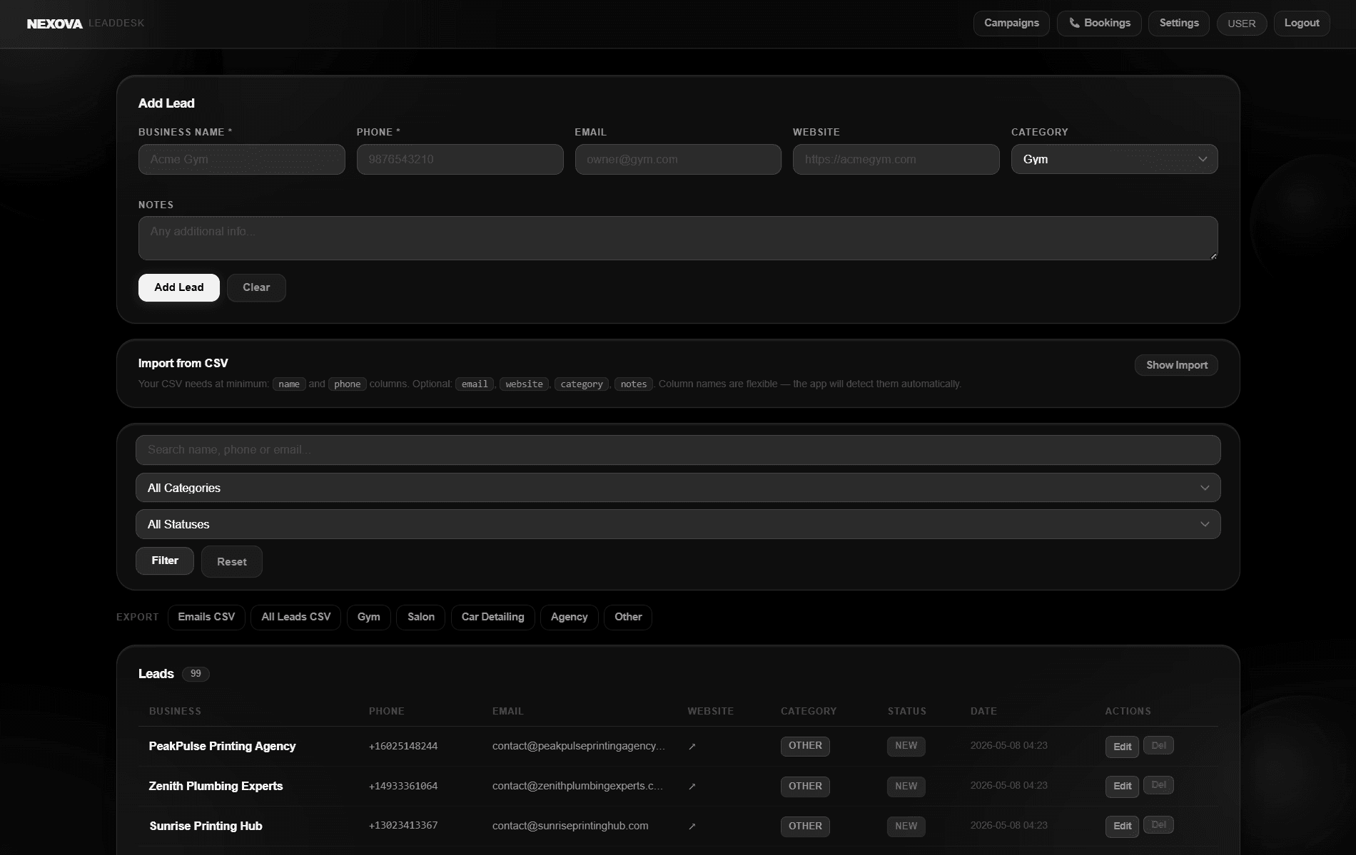 LeadDesk lead generation CRM dashboard with sales automation analytics